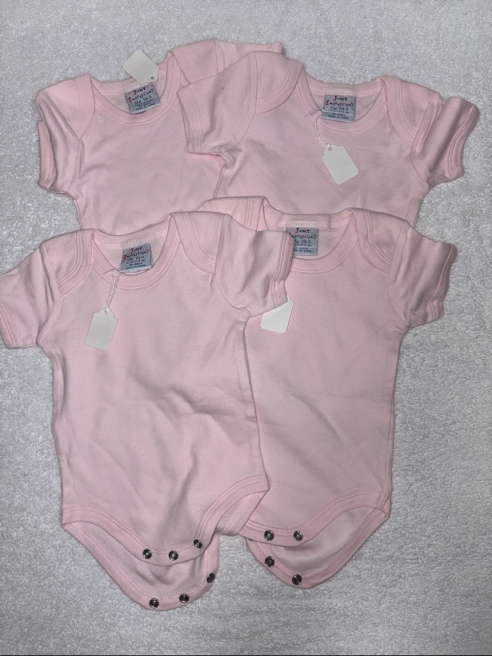 Sweet Impressions Soft Pink Baby One-Piece Bodysuit - Pack of 4 3/6m nwt